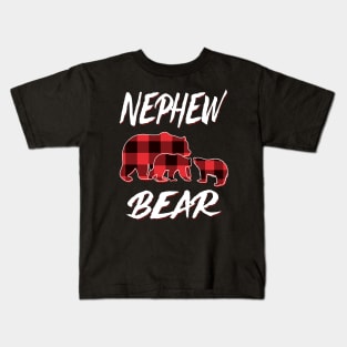 Nephew Bear Red Plaid Christmas Pajama Matching Family Gift Kids T-Shirt